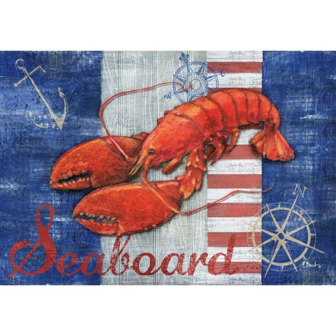 Maritime Lobster Black Modern Wood Framed Art Print with Double Matting by Brent, Paul