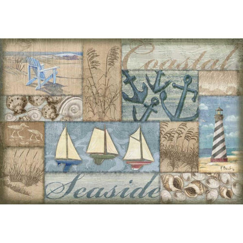 Bateau Bay Collage I White Modern Wood Framed Art Print by Brent, Paul