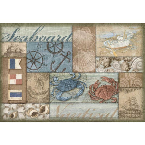 Bateau Bay Collage II Gold Ornate Wood Framed Art Print with Double Matting by Brent, Paul