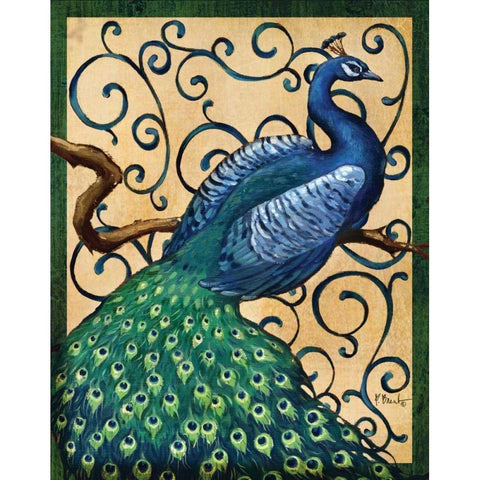 Majestic Peacock I Gold Ornate Wood Framed Art Print with Double Matting by Brent, Paul