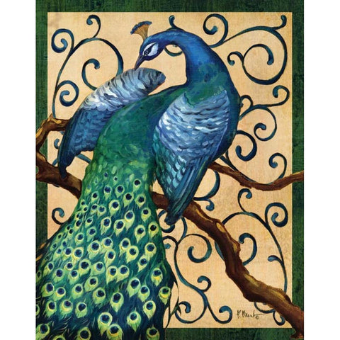 Majestic Peacock II Gold Ornate Wood Framed Art Print with Double Matting by Brent, Paul