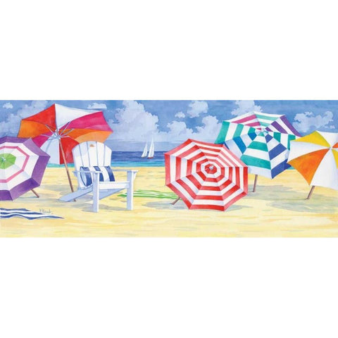 Umbrella Beach White Modern Wood Framed Art Print by Brent, Paul