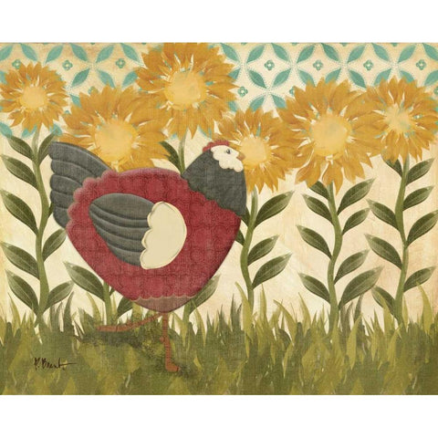 Sunny Hen I Black Modern Wood Framed Art Print with Double Matting by Brent, Paul