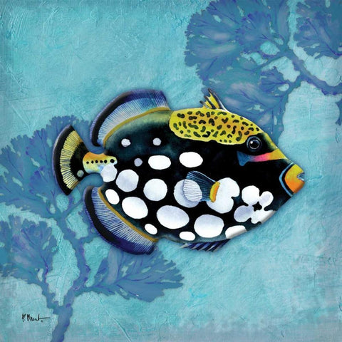 Azure Tropical Fish III Black Ornate Wood Framed Art Print with Double Matting by Brent, Paul