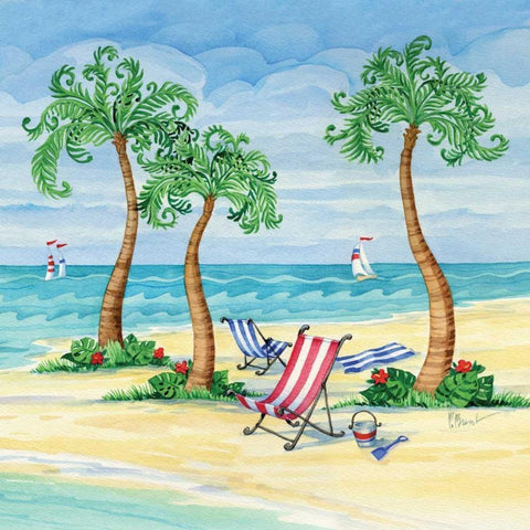 Whimsy Bay Chairs II White Modern Wood Framed Art Print by Brent, Paul