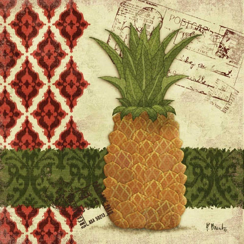 Thai Pineapple I White Modern Wood Framed Art Print with Double Matting by Brent, Paul