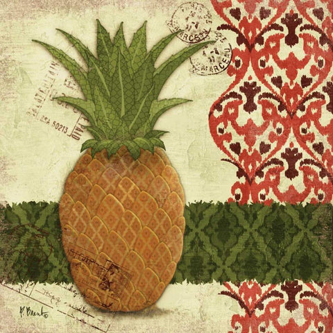 Thai Pineapple II Black Modern Wood Framed Art Print with Double Matting by Brent, Paul