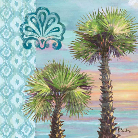 Palm Duo Collage I Gold Ornate Wood Framed Art Print with Double Matting by Brent, Paul