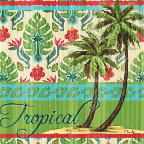 Tropical Ikat Palm II Black Ornate Wood Framed Art Print with Double Matting by Brent, Paul