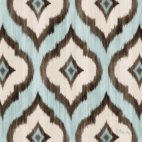 Blue Ikat I White Modern Wood Framed Art Print with Double Matting by Brent, Paul