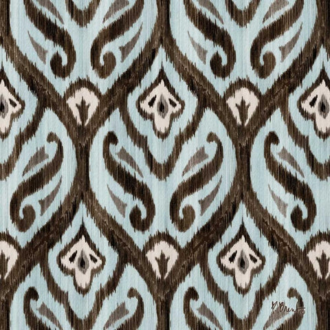 Blue Ikat II Black Ornate Wood Framed Art Print with Double Matting by Brent, Paul