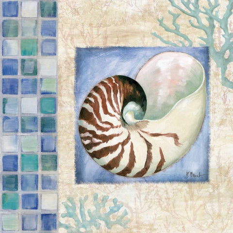 Mosaic Shell Collage V Gold Ornate Wood Framed Art Print with Double Matting by Brent, Paul