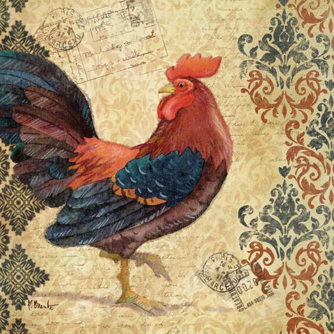 Gourmet Rooster I Gold Ornate Wood Framed Art Print with Double Matting by Brent, Paul