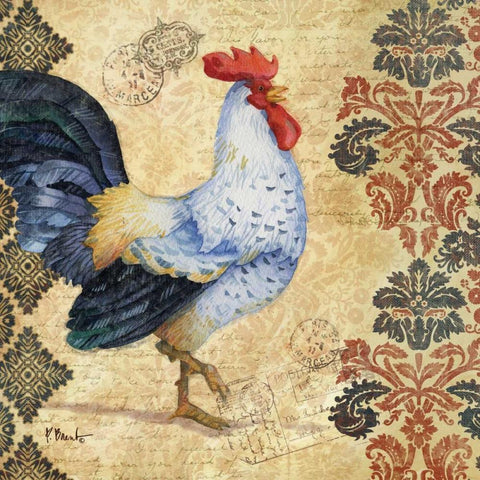 Gourmet Rooster III Gold Ornate Wood Framed Art Print with Double Matting by Brent, Paul