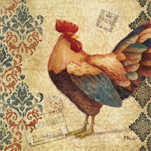 Gourmet Rooster IV Gold Ornate Wood Framed Art Print with Double Matting by Brent, Paul