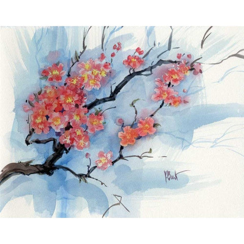 Cherry Blossoms I White Modern Wood Framed Art Print by Brent, Paul