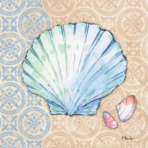 Serene Seashells I White Modern Wood Framed Art Print by Brent, Paul