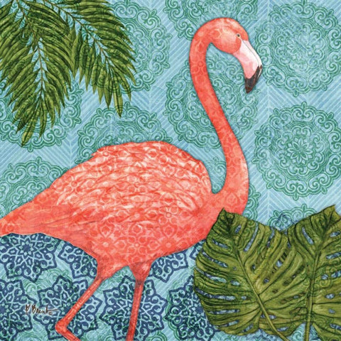 Bahama Flamingo I Black Ornate Wood Framed Art Print with Double Matting by Brent, Paul