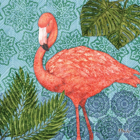 Bahama Flamingo II White Modern Wood Framed Art Print with Double Matting by Brent, Paul