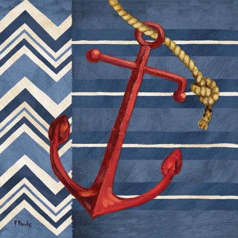 Anchors Away I White Modern Wood Framed Art Print by Brent, Paul