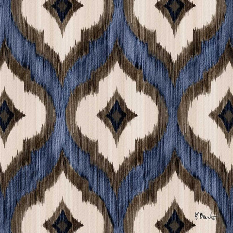 Indigo Ikat I Black Ornate Wood Framed Art Print with Double Matting by Brent, Paul