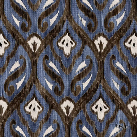 Indigo Ikat II Black Ornate Wood Framed Art Print with Double Matting by Brent, Paul