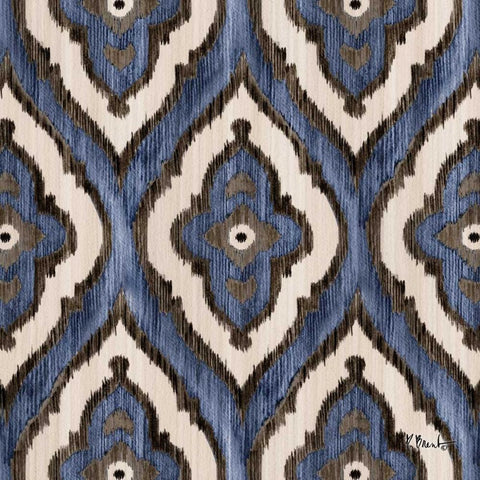 Indigo Ikat III White Modern Wood Framed Art Print with Double Matting by Brent, Paul