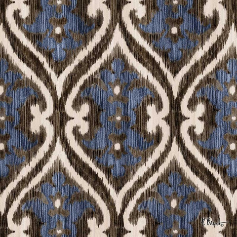 Indigo Ikat IV Black Ornate Wood Framed Art Print with Double Matting by Brent, Paul