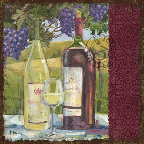 At the Vineyard II White Modern Wood Framed Art Print with Double Matting by Brent, Paul