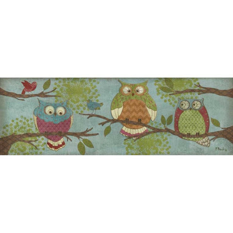 Fantasy Owls Family I Gold Ornate Wood Framed Art Print with Double Matting by Brent, Paul