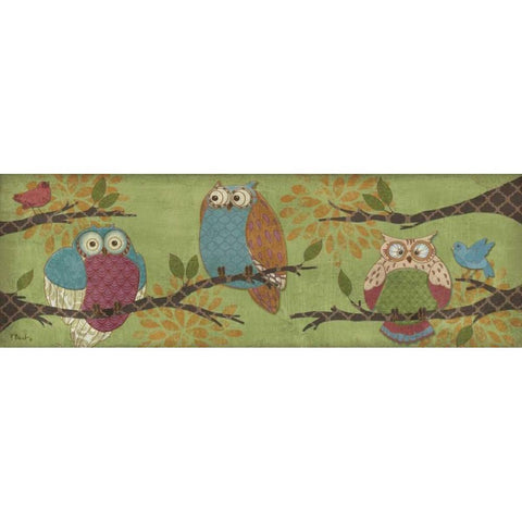 Fantasy Owls Family II White Modern Wood Framed Art Print by Brent, Paul