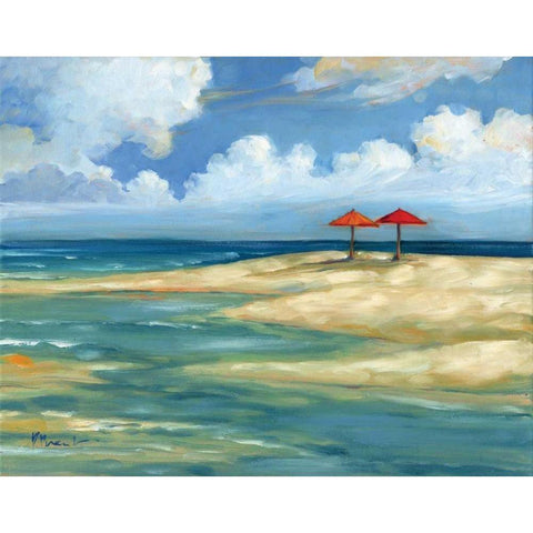 Umbrella Beachscape IV Black Modern Wood Framed Art Print with Double Matting by Brent, Paul