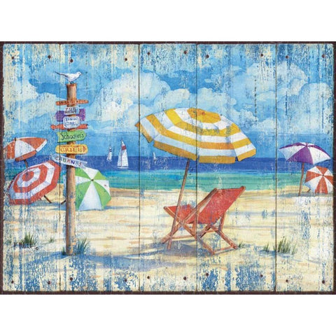 Beach Signs II Black Modern Wood Framed Art Print with Double Matting by Brent, Paul