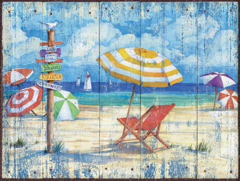 Beach Signs II Black Ornate Wood Framed Art Print with Double Matting by Brent, Paul