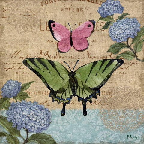 Burlap Butterflies I White Modern Wood Framed Art Print with Double Matting by Brent, Paul