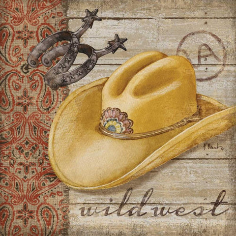 Wild West Hats II Gold Ornate Wood Framed Art Print with Double Matting by Brent, Paul