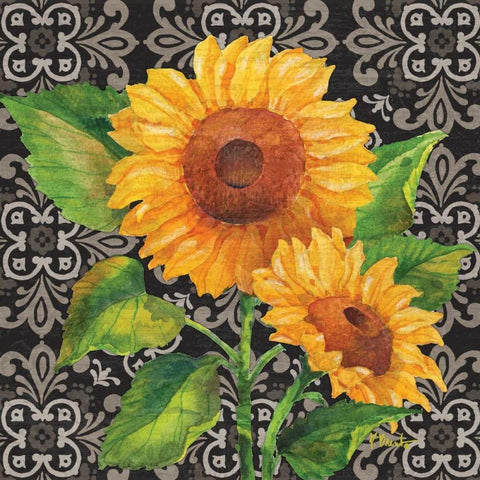 Sunflower Chic I Black Modern Wood Framed Art Print with Double Matting by Brent, Paul