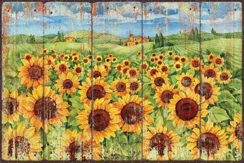 Sunflower Field Black Ornate Wood Framed Art Print with Double Matting by Brent, Paul