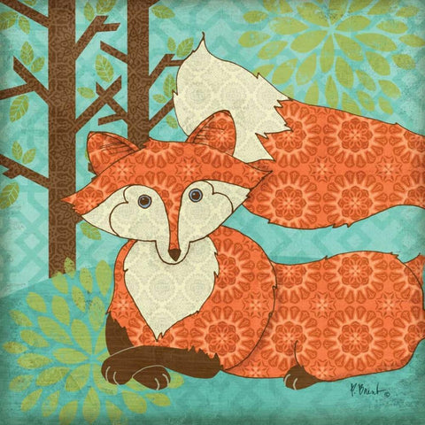 Fantasy Fox IV White Modern Wood Framed Art Print with Double Matting by Brent, Paul