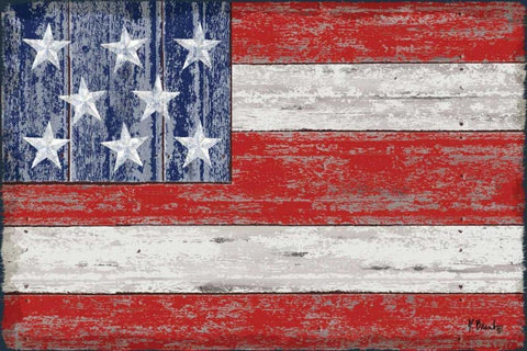 American Flag Black Ornate Wood Framed Art Print with Double Matting by Brent, Paul