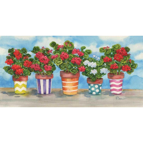 Fancy Pots Geraniums Gold Ornate Wood Framed Art Print with Double Matting by Brent, Paul