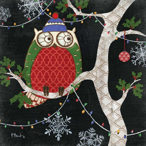 Winter Fantasy Owls II White Modern Wood Framed Art Print by Brent, Paul