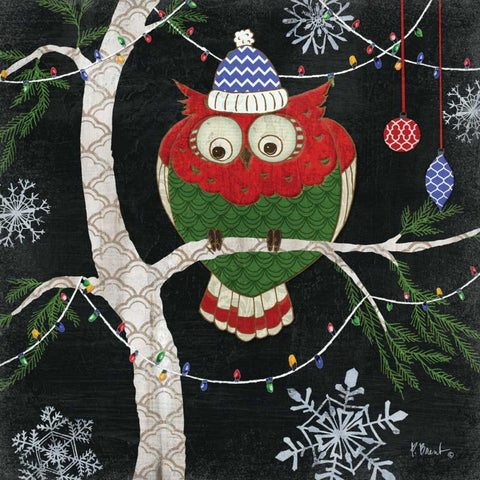 Winter Fantasy Owls IV White Modern Wood Framed Art Print by Brent, Paul