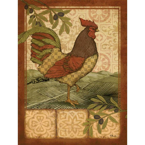 Tuscan Rooster II White Modern Wood Framed Art Print by Brent, Paul