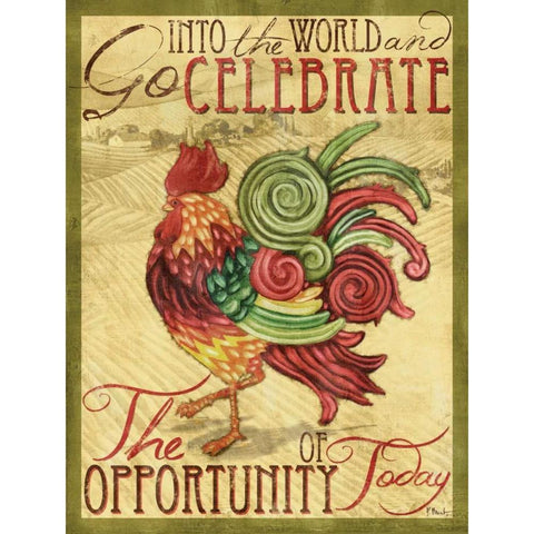 Daybreak Rooster II Gold Ornate Wood Framed Art Print with Double Matting by Brent, Paul