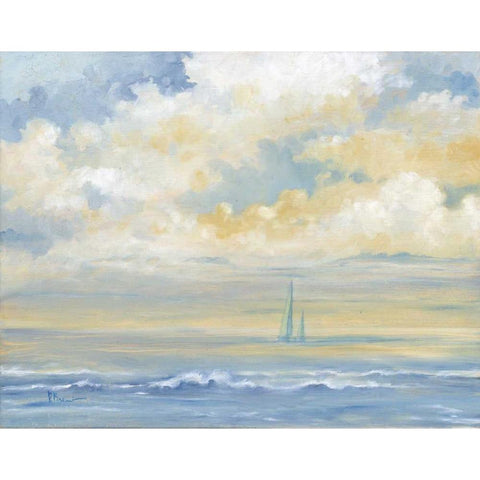 Misty Morning Sail Gold Ornate Wood Framed Art Print with Double Matting by Brent, Paul