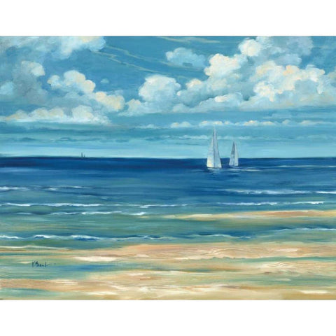 Summerset Sailboat White Modern Wood Framed Art Print by Brent, Paul