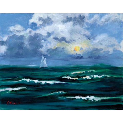 Sailboat Cloudscape Black Modern Wood Framed Art Print with Double Matting by Brent, Paul