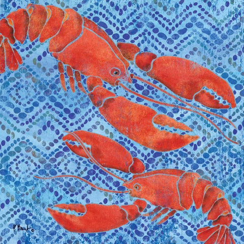 Jubilee Lobsters White Modern Wood Framed Art Print with Double Matting by Brent, Paul