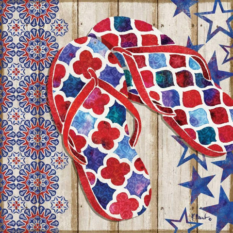 Patriotic Sarasota Sandals I Gold Ornate Wood Framed Art Print with Double Matting by Brent, Paul